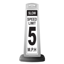 White Vertical Sign - Slow Speed Limit Message