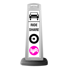 White Vertical Sign - Ride Share & Logos Message