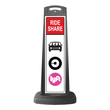 Black Vertical Sign - Red Ride Share & Logo Message