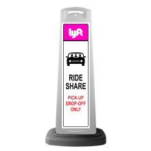 White Vertical Sign Panel w/Ride Share Message