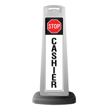 Valet White Vertical Panel w/Stop & Cashier Reflective Sign P9