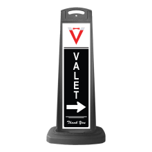 Black Vertical Sign w/White Arrow & Valet Message