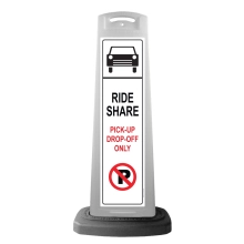 White Vertical Sign - Ride Share Pick Up Drop Off Message