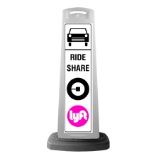White Vertical Sign - Ride Share & Logos Message