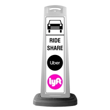 White Vertical Sign - Ride Share & Logos Message