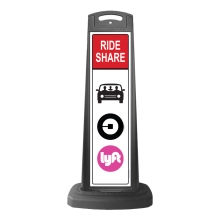 Black Vertical Sign - Red Ride Share & Logo Message
