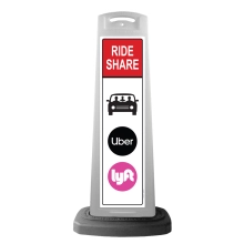 White Vertical Sign - Red Ride Share & Logos Message