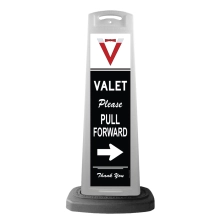 Valet White Vertical Panel w/Please Pull Forward Reflective Sign V11