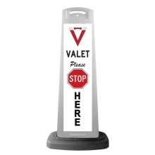 Valet White Vertical Panel w/Please Stop Here Reflective Sign V12