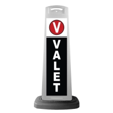 Valet White Vertical Panel w/Black Background & Reflective Sign V3