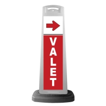 Valet White Vertical Panel w/Red Arrow Reflective Sign V5
