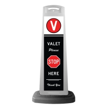 Valet White Vertical Panel w/Please Stop Here Reflective Sign V7