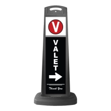 Valet Black Vertical Sign w/White Arrow 