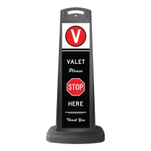 Valet Black Vertical Sign - Please Stop Here Message