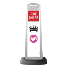White Vertical Sign - Red Ride Share & Logos Message