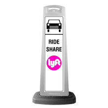 White Vertical Sign - Ride Share & Logos Message