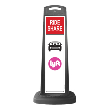Black Vertical Sign - Red Ride Share & Logo Message