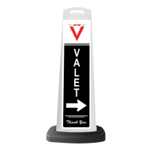 Valet White Vertical Panel w/White Arrow Reflective Sign V10
