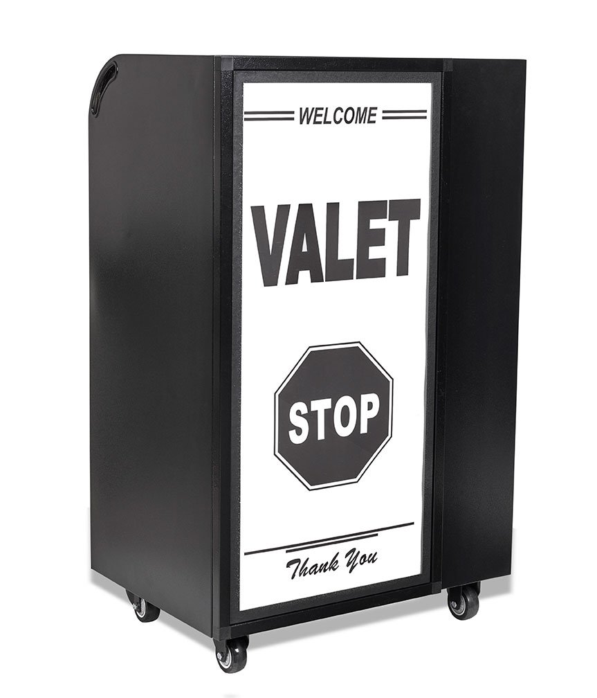 Glow Series Elite Valet Podium w/RGB LED Light & Power Station, 150 Hooks