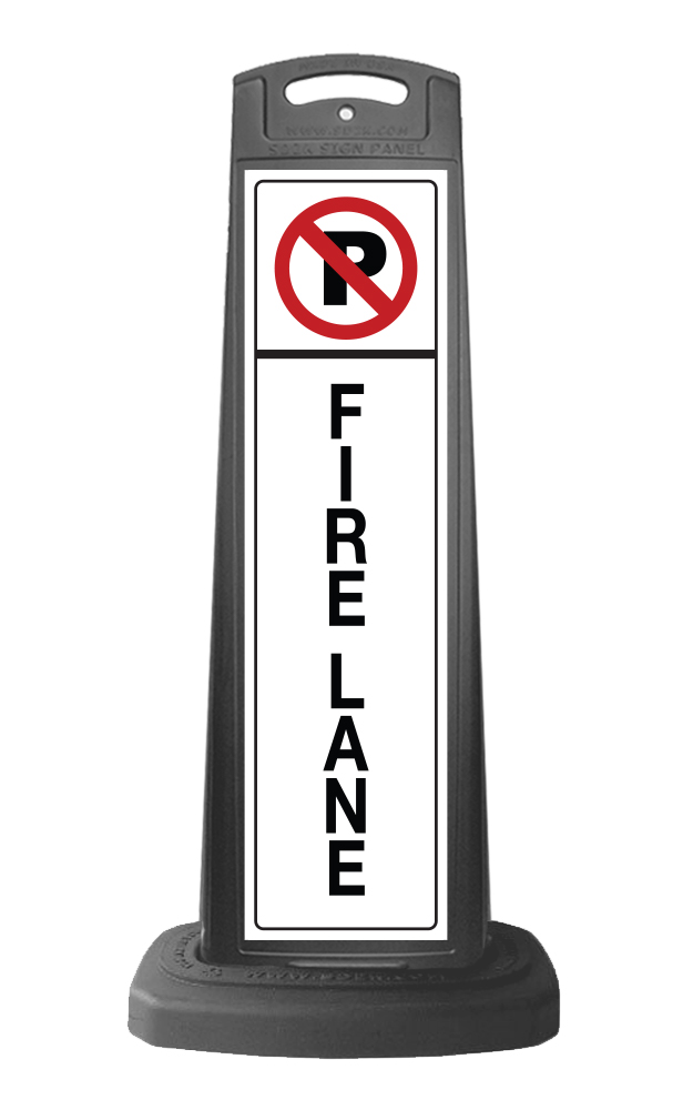 Valet Black Vertical Sign - No Parking Fire Lane Message
