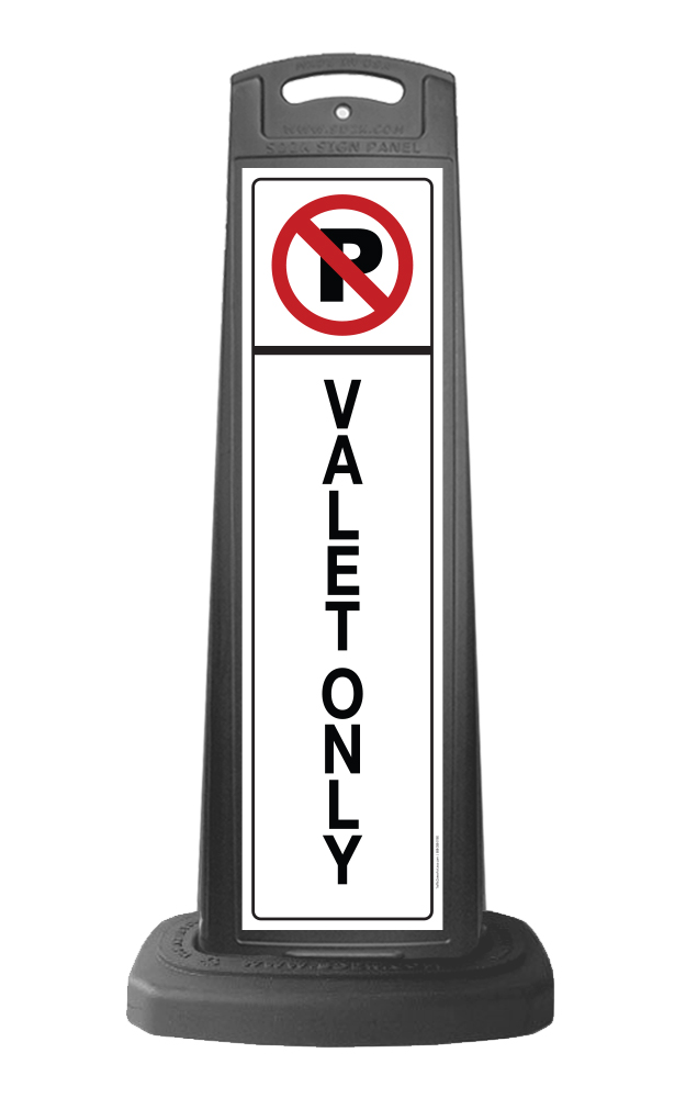 Valet Black Vertical Sign - No Parking & Valet Only Message