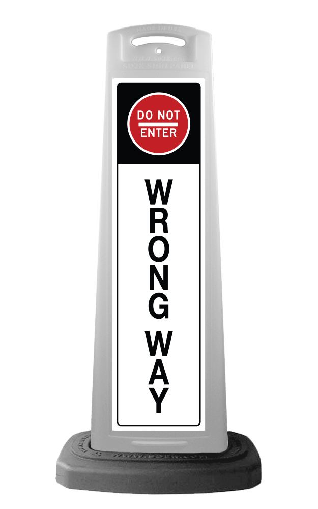 Valet White Vertical Panel w/Do Not Enter Wrong Way Reflective Sign P11