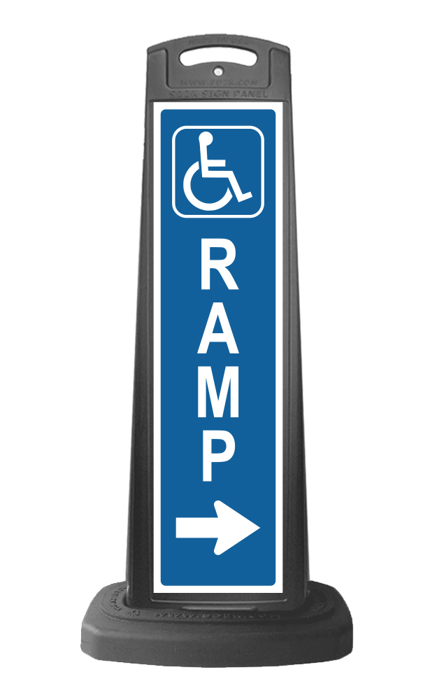 Black Vertical Sign - Handicap Ramp Message