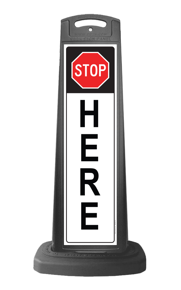 Valet Black Vertical Sign - Stop Here Message