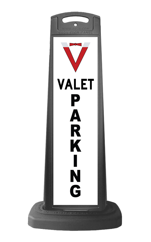 Valet Black Vertical Sign - Valet Parking Message