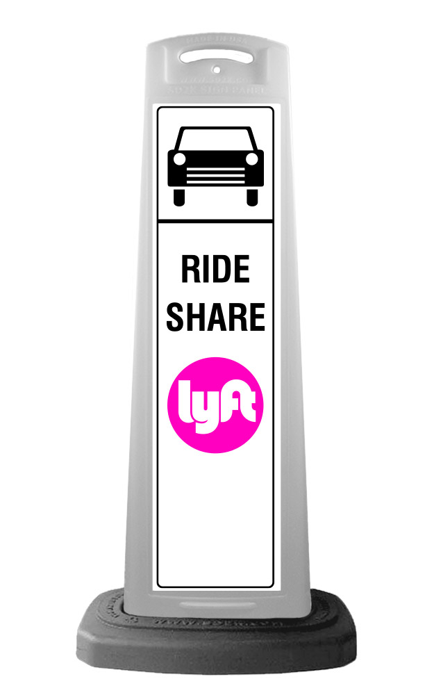 White Vertical Sign - Ride Share & Logos Message