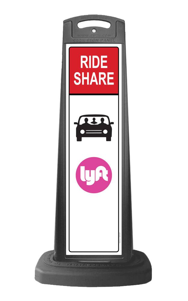 Black Vertical Sign - Red Ride Share & Logo Message